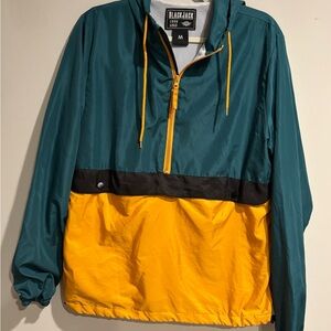 Blackjack 1999 USA Colorblock Windbreaker Anorak - Teal/Yellow/Black - Size M